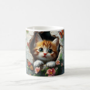 Mug Image 3D d'un petit chaton mignon regardant dehors