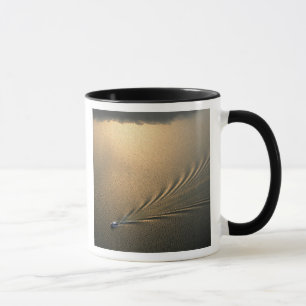 Mug image aérienne du bateau dans le lac Gatun Panama