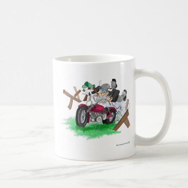 Mug Image amusante de l'homme sur la moto s'écrasant (Droite)