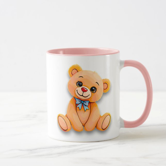 Mug Image d’un ours en peluche doux et souriant. (Droite)