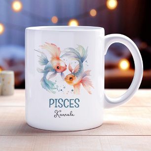Mug Image d'aquarelle mignonne Poissons Nom du zodiaqu
