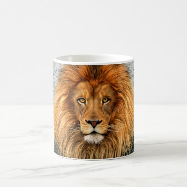 Mug Image d'art de peinture de photographie de lion (Centre)