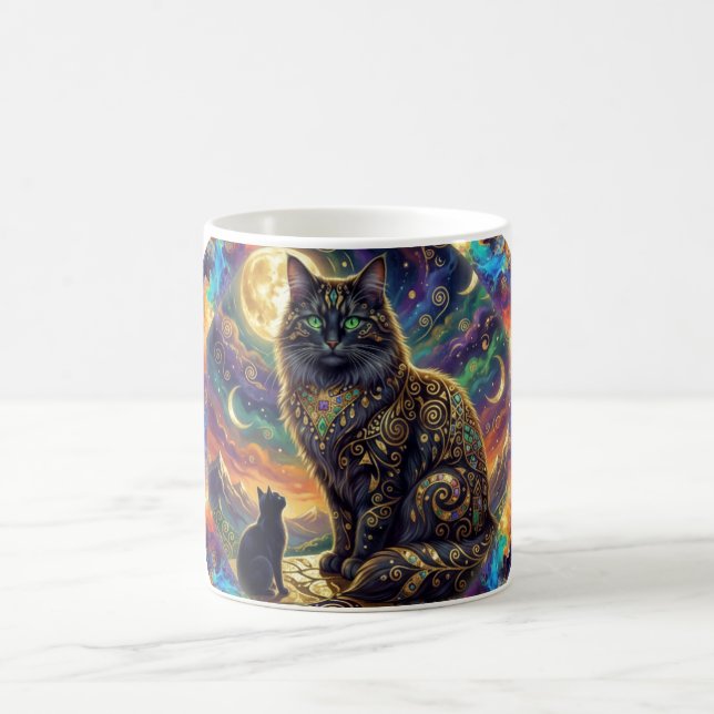 Mug Image de fantasy extrême de 2 chats dans un cadre  (Centre)