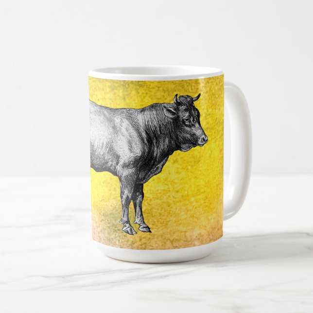 Mug Image de vache de ferme ancienne taureau  (Devant droit)