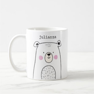 Mug Image d'ours blanc mignon Nom personnalisé