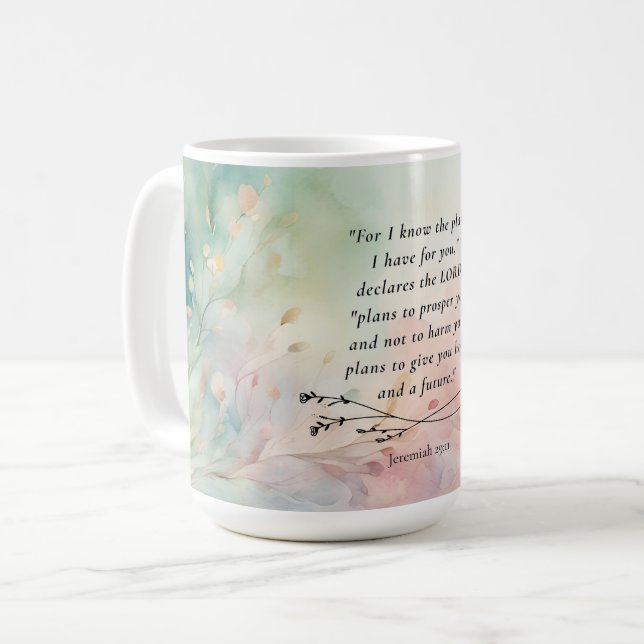 Mug Image du verset biblique Jérémie 29:11 (Devant gauche)