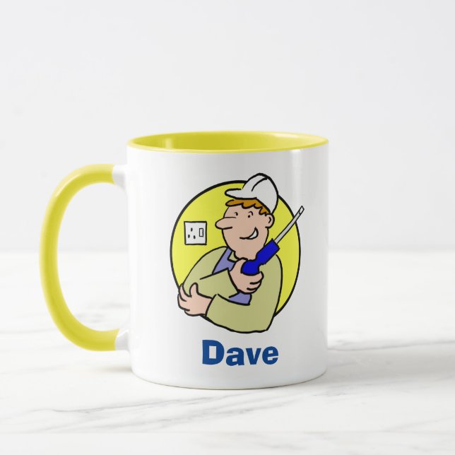 Mug Image électricien avec le café de nom (Gauche)