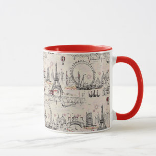 Mug Images d'Europe noires et blanches vintages