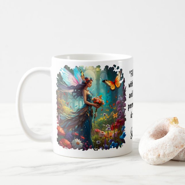 Mug Imaginaire Beau Papillon Fairy Garden Citation (Avec donut)