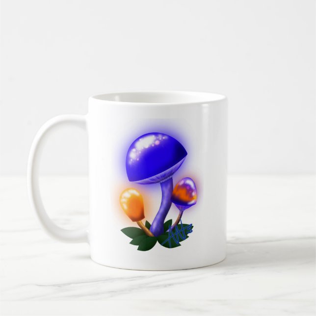 Mug Imaginaire Blancs Dapperling Orange & Champignons  (Gauche)
