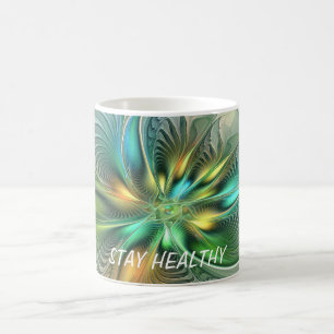 Mug Imaginaire coloré Abstrait Fleur Fractal Texte