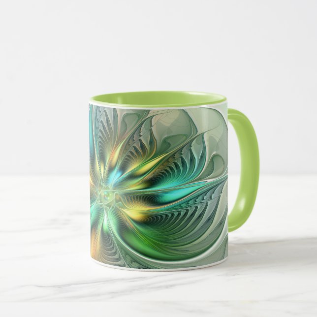 Mug Imaginaire coloré Moderne Fleur Abstraite Fractale (Devant droit)