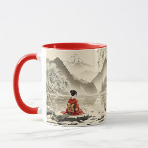 Mug Imaginaire Cute Lake Flowers Girl