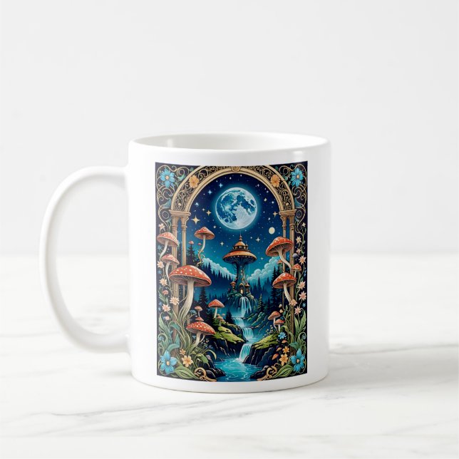 Mug Imaginaire de champignons magiques Forêt lune (Gauche)