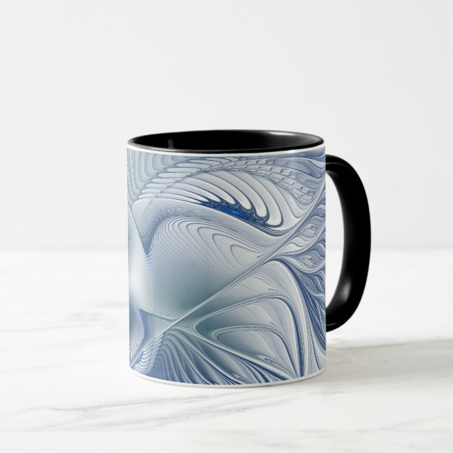 Mug Imaginaire dynamique tons bleus Abstraits Art frac (Devant droit)
