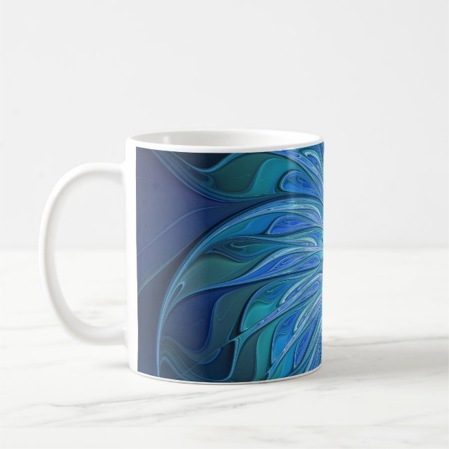 Mug Imaginaire Fleur Bleue Motif, Art Fractal Abstrait (Gauche)