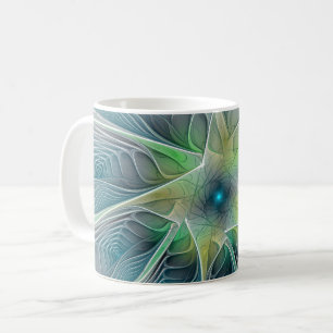Mug Imaginaire fleuri Moderne Bleu Vert Fractal Fleur