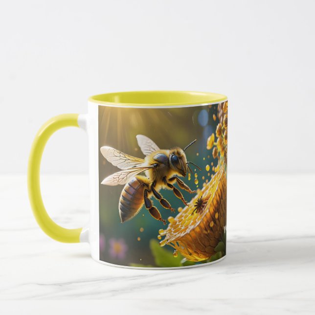 Mug Imaginaire Fleurs d'abeilles mignonnes soleil (Gauche)