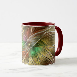 Mug Imaginaire Floral Avec Or Moderne Abstrait Fractal
