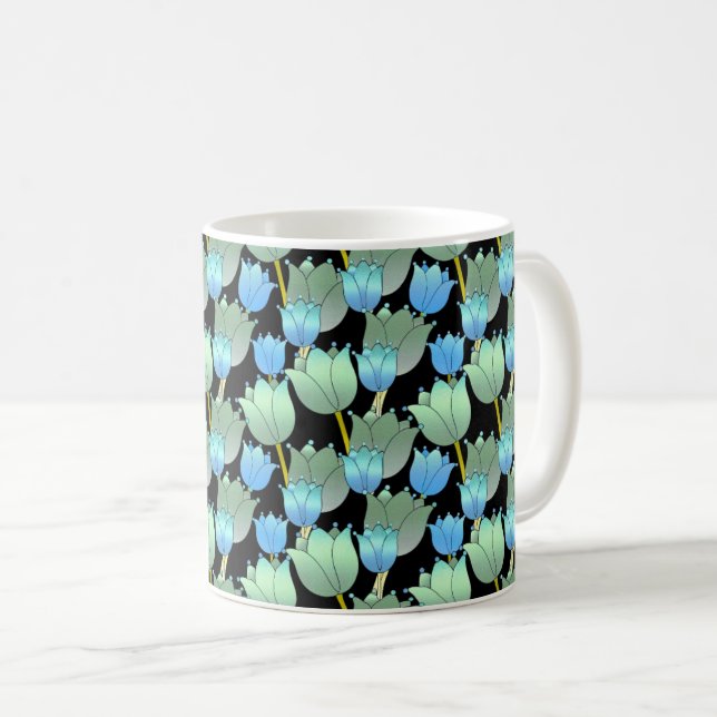 Mug Imaginaire floral brillant bleu (Devant droit)