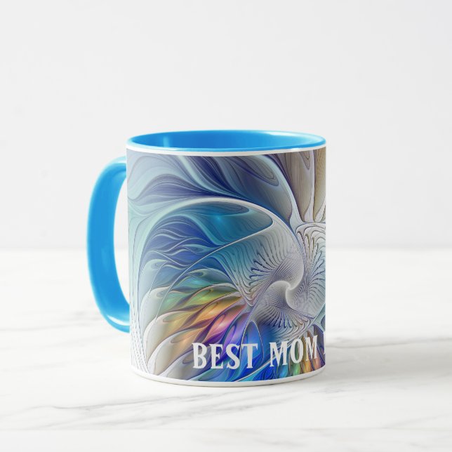 Mug Imaginaire floral, Fleur fractale Abstraite Meille (Devant gauche)