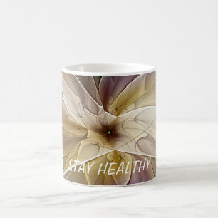 Mug Imaginaire Floral Gold Eggplant Art Fractal Abstra
