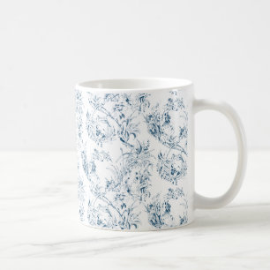 Mug Imaginaire Floral vintage gravé bleu toile