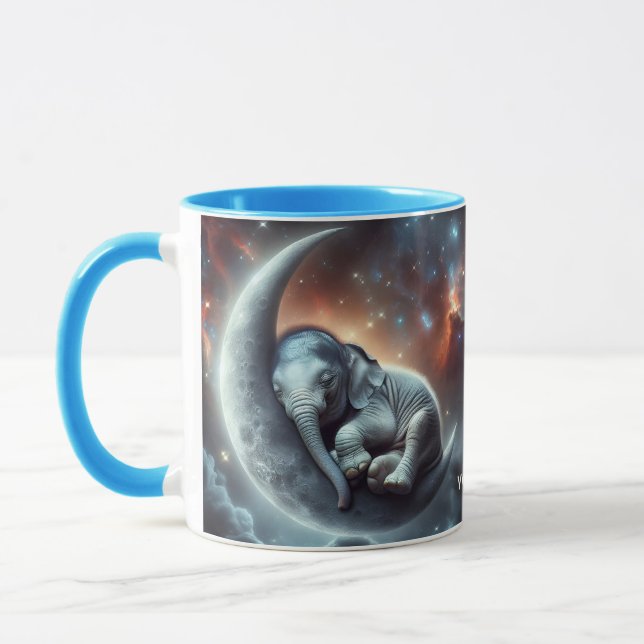 Mug Imaginaire mignon Lune Espace éléphant (Gauche)