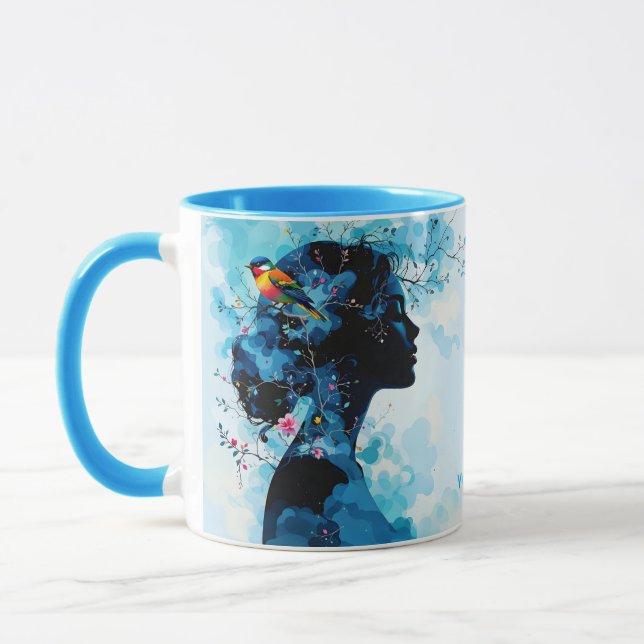 Mug Imaginaire mignon printemps fille oiseau (Gauche)
