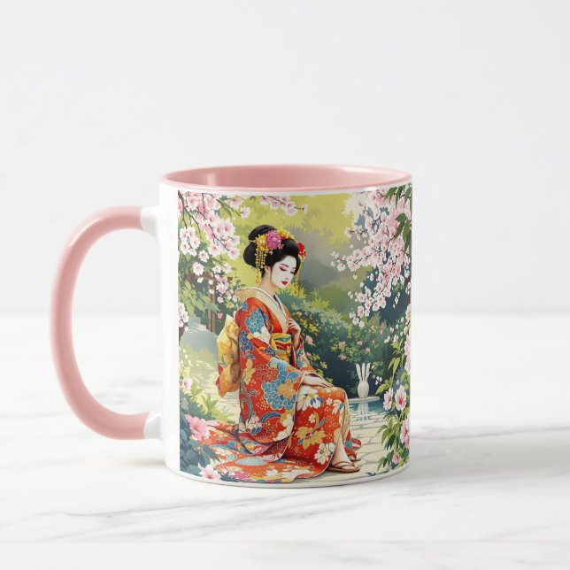Mug Imaginaire mignonne fille Kimono Sakura (Gauche)
