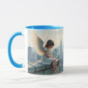 Mug Imaginaire mignonne petite fille sur le toit