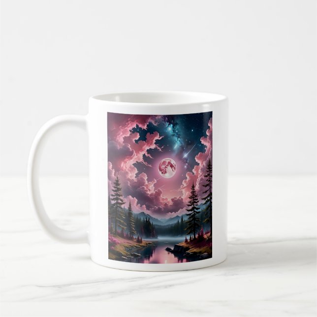 Mug Imaginaire rose Lune Dreamy Night Sky Paysage Tee (Gauche)