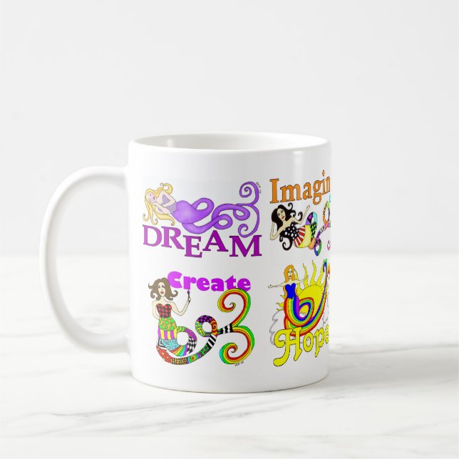 Mug Imaginez la sirène et le collage d'amis (Gauche)