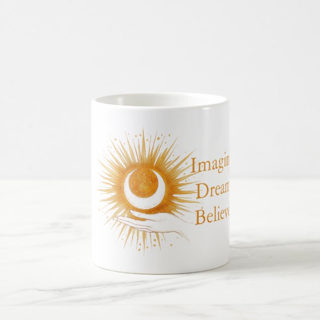 Mug Imaginez Rêve Croire Or Orange Soleil Main (Centre)