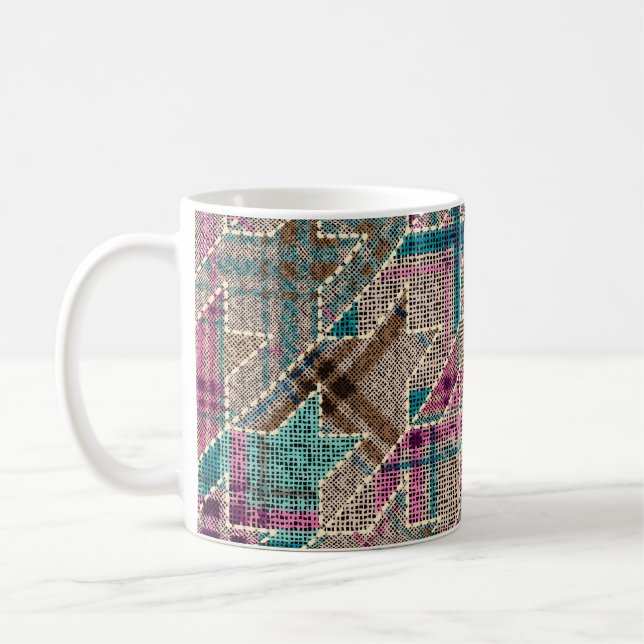 Mug Imitation du motif de patchwork indien avec textur (Gauche)