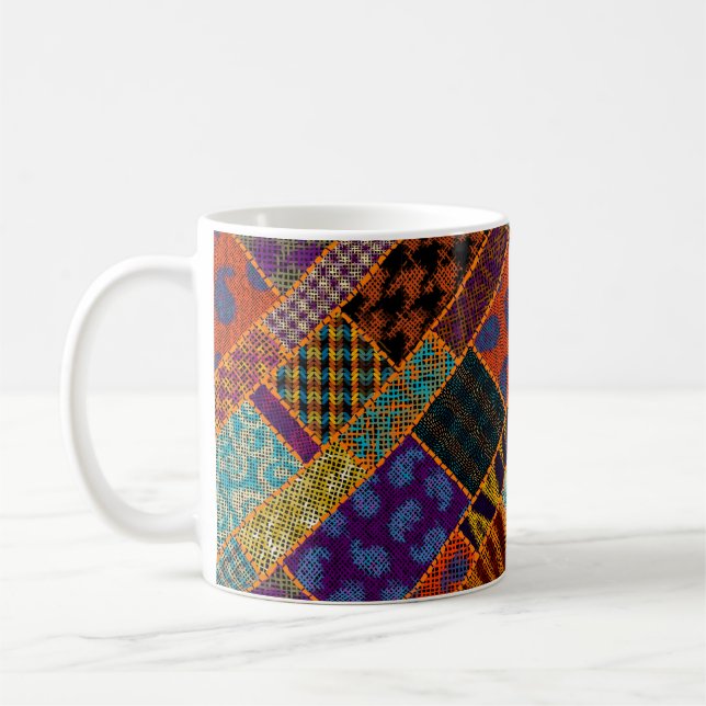 Mug Imitation du motif de patchwork indien avec textur (Gauche)