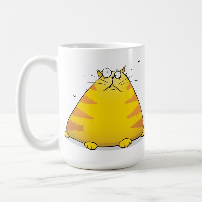 Mug Immense Caricature De Chat Gras Sur La Grande Coup (Gauche)