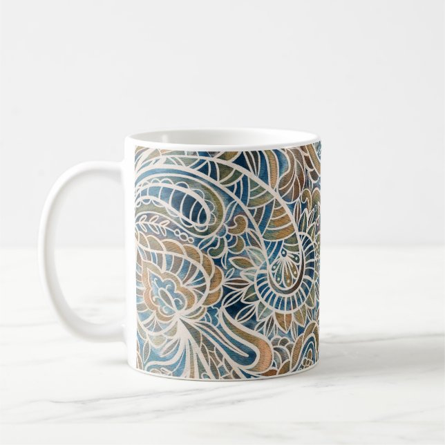 Mug Impression à main Paisley multicolore (Gauche)