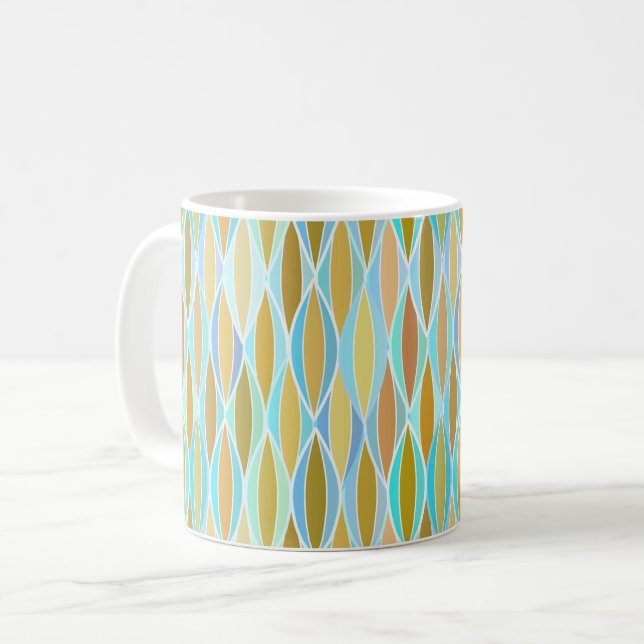 Mug Impression à ruban du milieu du siècle - blues et  (Devant gauche)