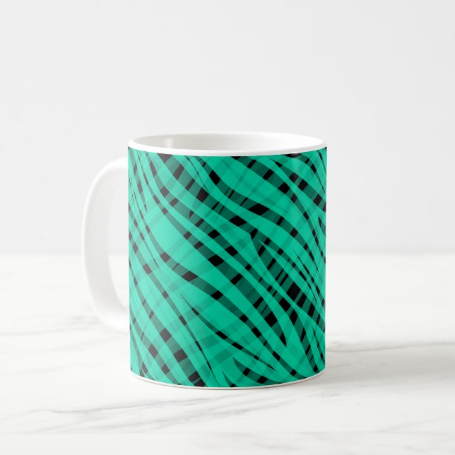 Mug Impression abstraite de tigre turquoise vert (Devant gauche)