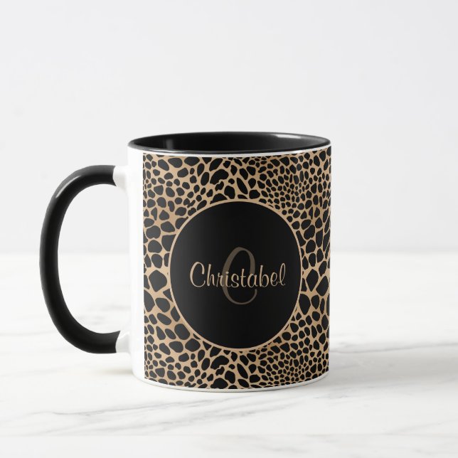 Mug Impression Animale Taches de Léopard Noir & Brun N (Gauche)