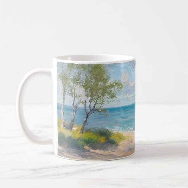 Mug Impression artistique de plage matinale côtière se (Gauche)