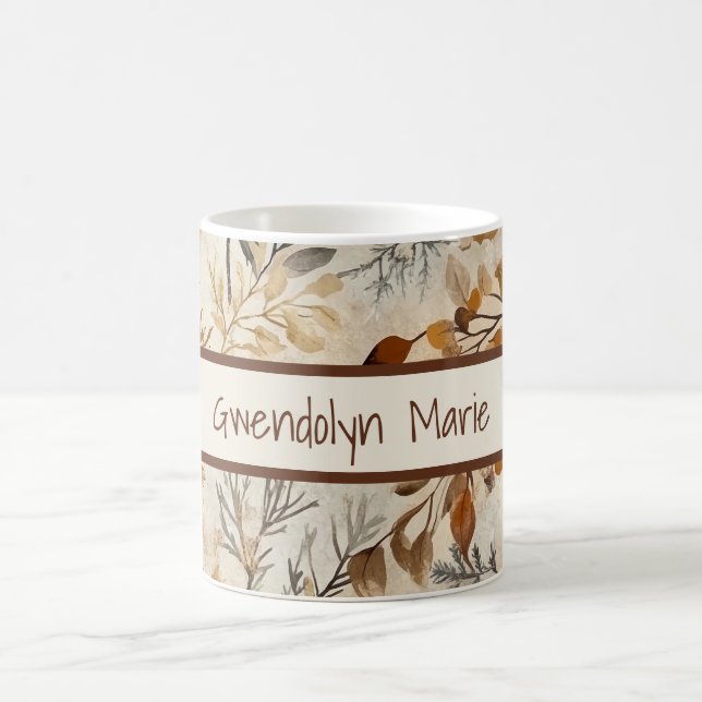 Mug Impression botanique esthétique d'automne cosy (Centre)