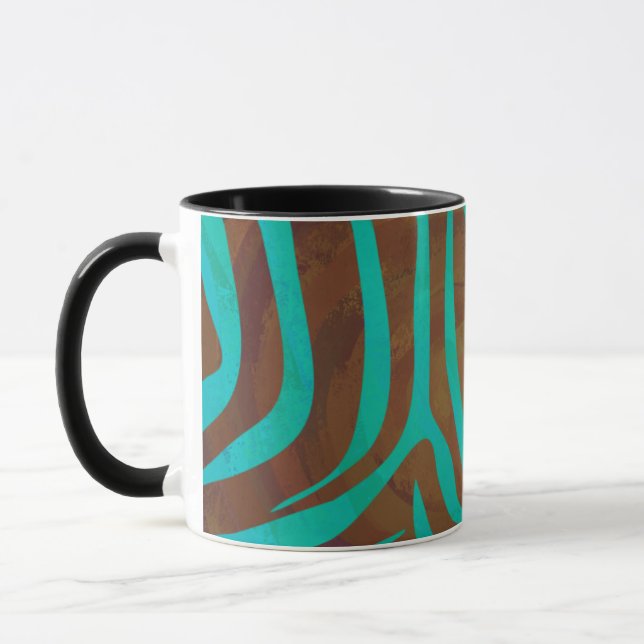 Mug Impression Brown et Turquoise Zebra (Gauche)
