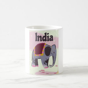 Mug Impression d'affiche de voyage d'Indian Elephant.