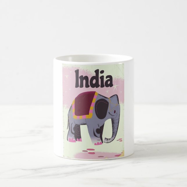 Mug Impression d'affiche de voyage d'Indian Elephant. (Centre)