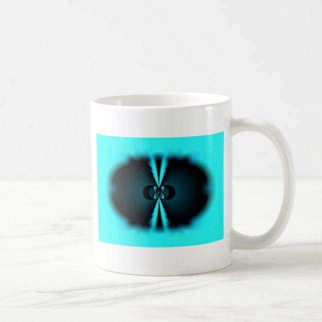 Mug Impression d'art abstrait cyan et noir (Droite)