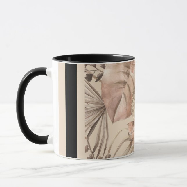 Mug Impression d'art botanique neutre élégant (Gauche)