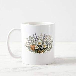 Mug Impression d'art de bouquet de fleurs sauvages vin