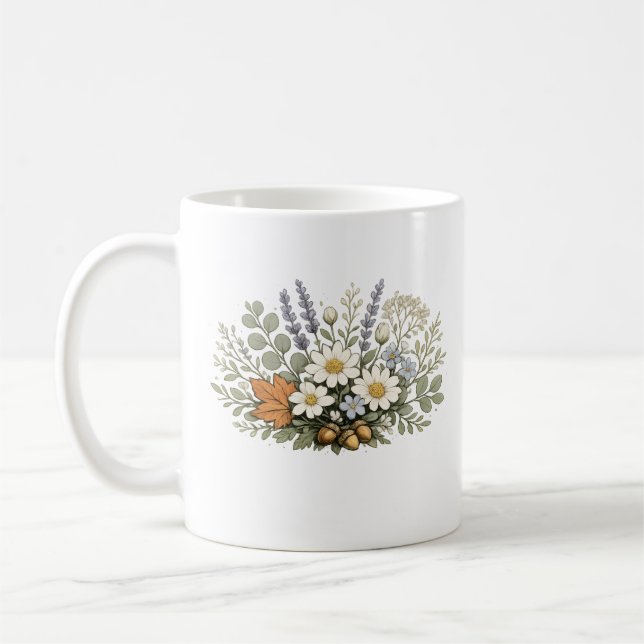 Mug Impression d'art de bouquet de fleurs sauvages vin (Gauche)